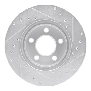 Ford Explorer Brake Rotor (1) - Front Left - R1 Concepts - Drilled & Slotted - Silver - `95-`02